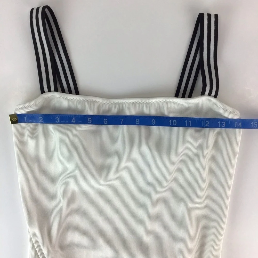 Madewell Solid & Striped White The Riley One Piece Swimsuit | Large